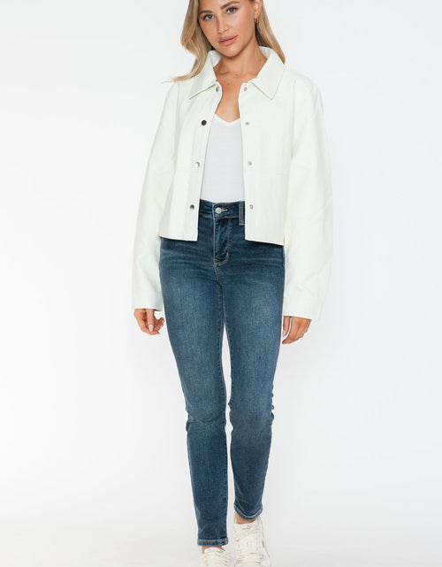 Load image into Gallery viewer, Snobbish Snap Down Long Sleeve PU Leather Jacket
