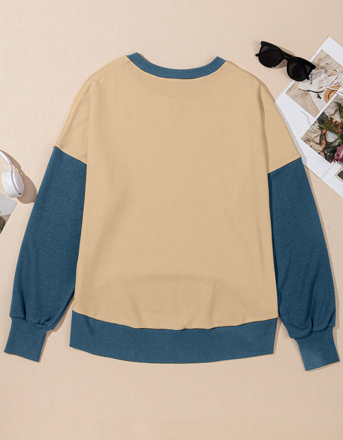 Load image into Gallery viewer, Contrast Round Neck Long Sleeve Sweatshirt
