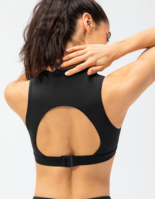Load image into Gallery viewer, Full Size Cropped Cutout Back Zipper Front Active Tank Top
