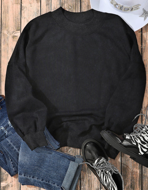 Load image into Gallery viewer, Mock Neck Dropped Shoulder Sweatshirt
