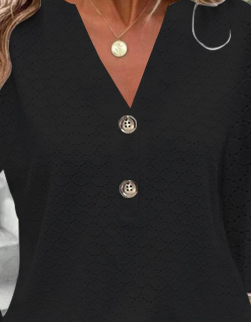 Load image into Gallery viewer, Eyelet Notched Long Sleeve T-Shirt
