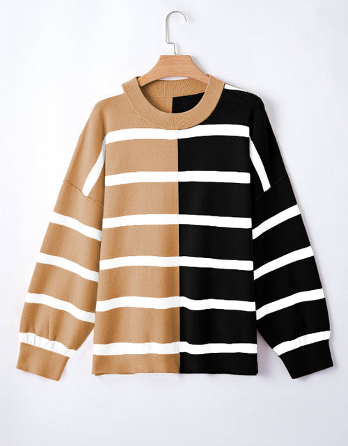 Load image into Gallery viewer, Contrast Striped Long Sleeve Sweatshirt
