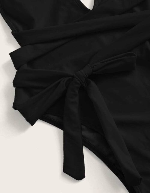 Load image into Gallery viewer, Halter Neck Deep V Tied One-Piece Swimsuit
