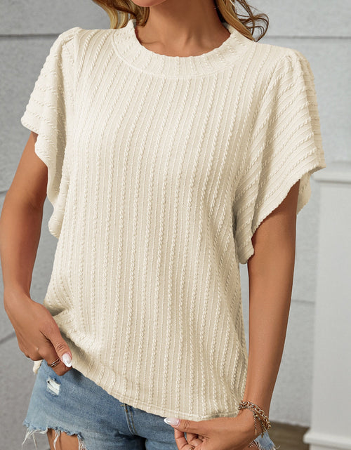 Load image into Gallery viewer, Textured Round Neck Short Sleeve Top
