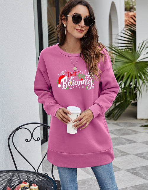 Load image into Gallery viewer, DON'T STOP BELIEVING Graphic Drop Shoulder Sweatshirt

