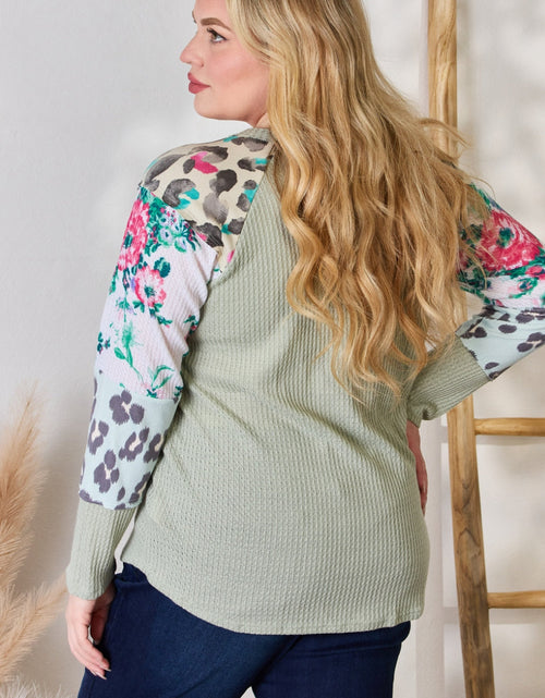 Load image into Gallery viewer, Hailey &amp; Co Full Size Printed Round Neck Blouse
