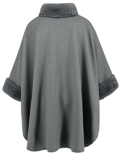 Load image into Gallery viewer, Fuzzy Trim Long Sleeve Poncho

