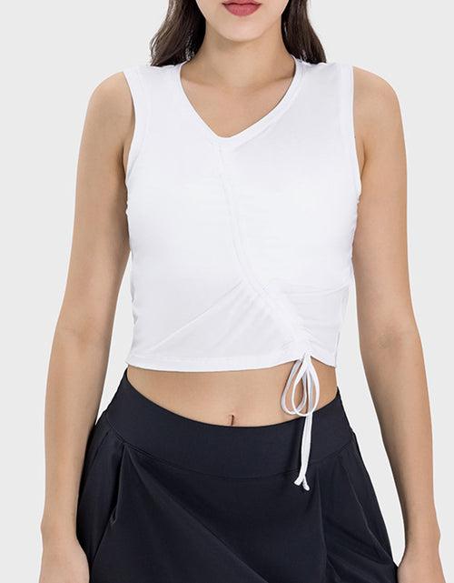 Load image into Gallery viewer, Millennia Drawstring Ruched Wide Strap Active Tank
