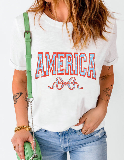 Load image into Gallery viewer, AMERICA Round Neck Short Sleeve T-Shirt

