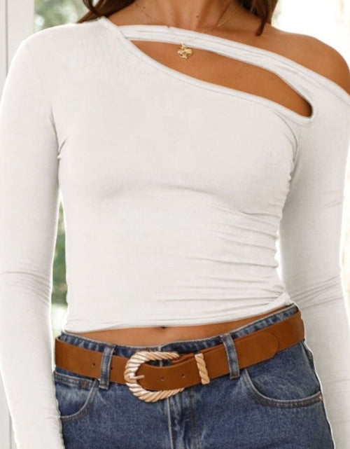 Load image into Gallery viewer, Cutout Asymmetrical Neck Long Sleeve T-Shirt
