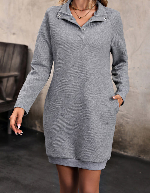 Load image into Gallery viewer, Perfee Collared Neck Snap Front Mini Dress
