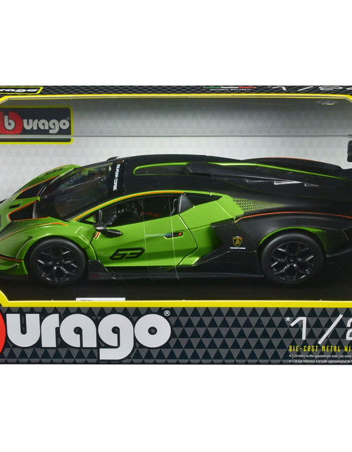 Load image into Gallery viewer, Lamborghini Essenza SCV12 #63 Green Metallic and Black "Squadra Corse" "Race" Series 1/24 Diecast Model Car by Bburago
