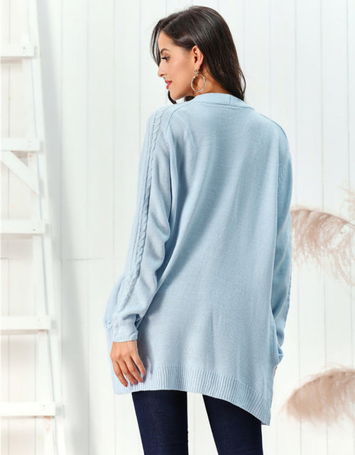 Load image into Gallery viewer, Cable-Knit Open Front Long Sleeve Cardigan
