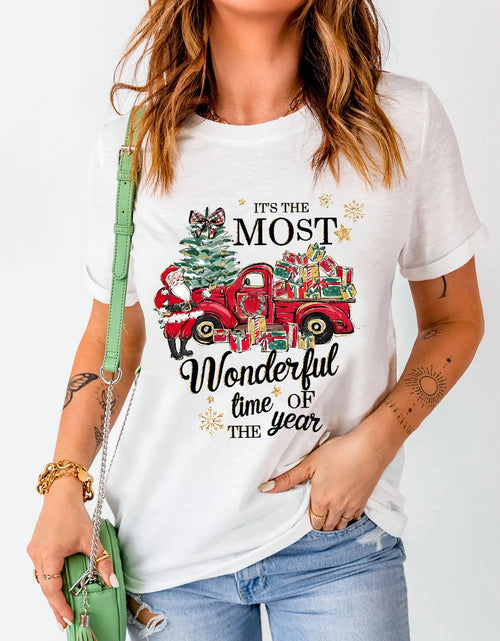Load image into Gallery viewer, Graphic Round Neck Short Sleeve T-Shirt
