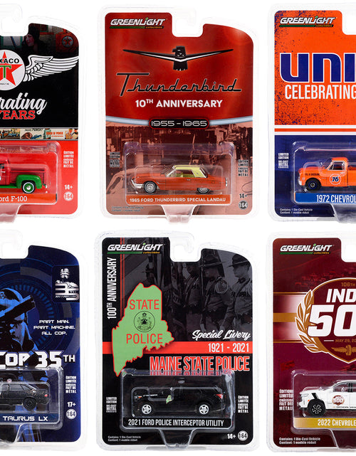 Load image into Gallery viewer, "Anniversary Collection" Set of 6 pieces Series 15 1/64 Diecast Model Cars by Greenlight
