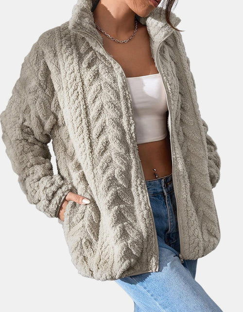 Load image into Gallery viewer, Fuzzy Zip Up Long Sleeve Jacket

