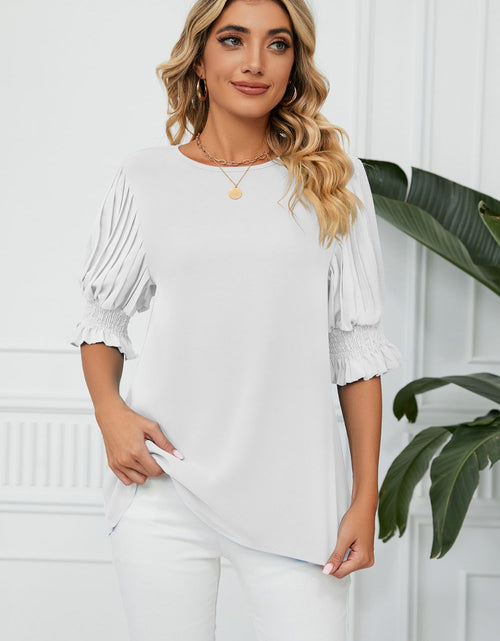 Load image into Gallery viewer, Pleated Flounce Sleeve Keyhole Blouse
