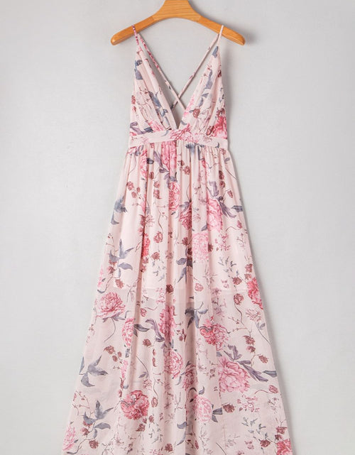 Load image into Gallery viewer, Floral Pleated Deep V Backless Maxi Dress
