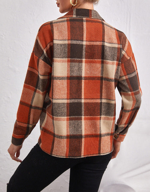Load image into Gallery viewer, Plaid Collared Neck Button Down Jacket
