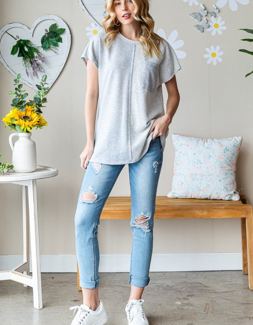 Load image into Gallery viewer, Heimish Full Size Pocketed Round Neck Short Sleeve T-Shirt
