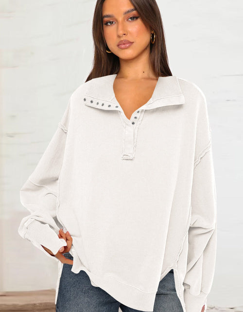 Load image into Gallery viewer, Exposed Seam Side Slit Long Sleeve Sweatshirt
