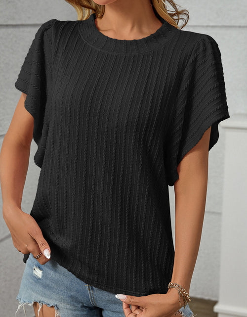 Load image into Gallery viewer, Textured Round Neck Short Sleeve Top
