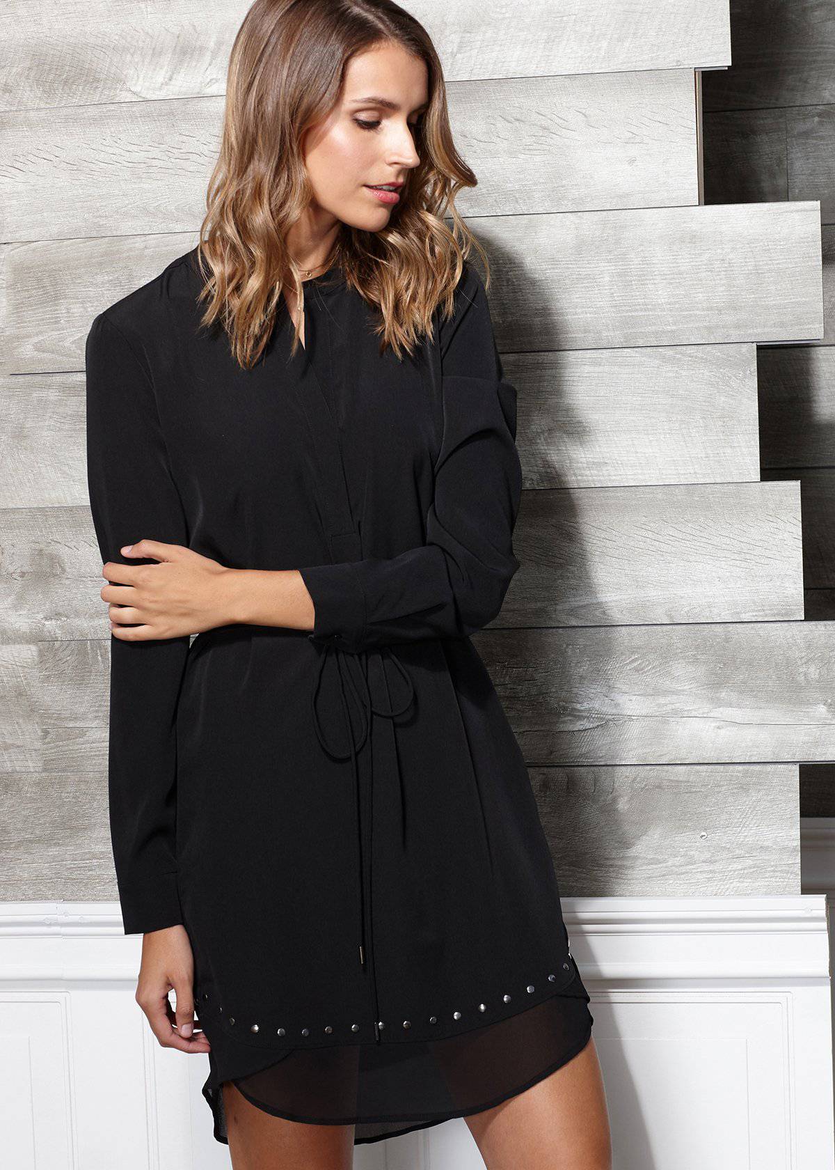 Women's Studded Tie Strap Dress In Black by Shop at Konus