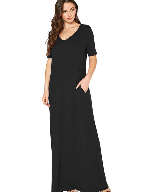 Load image into Gallery viewer, V-neck Short Sleeve Maxi Dress With Pockets by Shop at Konus
