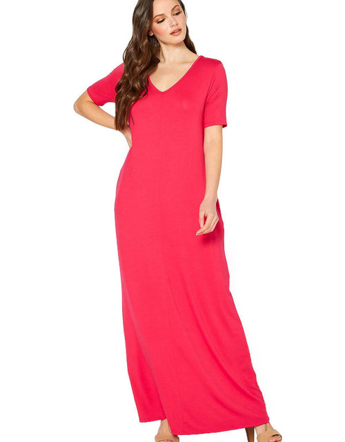 Load image into Gallery viewer, V-neck Short Sleeve Maxi Dress With Pockets by Shop at Konus
