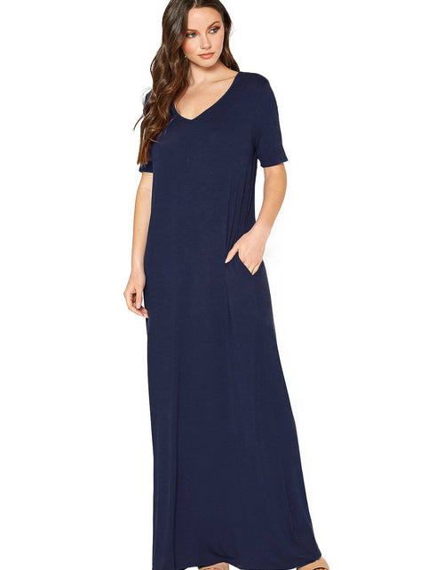 Load image into Gallery viewer, V-neck Short Sleeve Maxi Dress With Pockets by Shop at Konus
