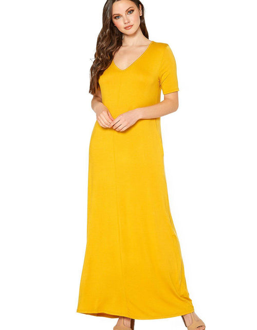 Load image into Gallery viewer, V-neck Short Sleeve Maxi Dress With Pockets by Shop at Konus
