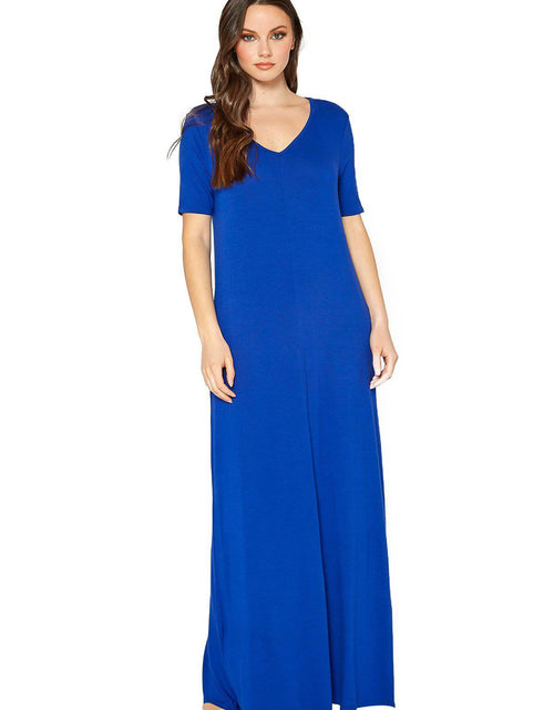 Load image into Gallery viewer, V-neck Short Sleeve Maxi Dress With Pockets by Shop at Konus
