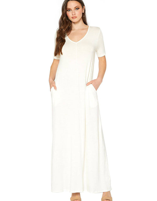 Load image into Gallery viewer, V-neck Short Sleeve Maxi Dress With Pockets by Shop at Konus
