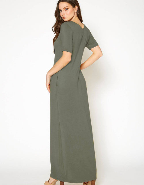 Load image into Gallery viewer, V-neck Short Sleeve Maxi Dress With Pockets by Shop at Konus
