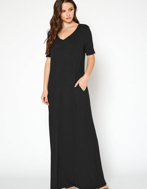 Load image into Gallery viewer, V-neck Short Sleeve Maxi Dress With Pockets by Shop at Konus
