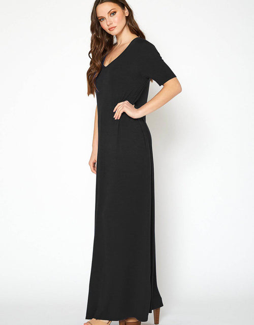 Load image into Gallery viewer, V-neck Short Sleeve Maxi Dress With Pockets by Shop at Konus
