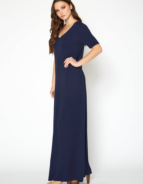 Load image into Gallery viewer, V-neck Short Sleeve Maxi Dress With Pockets by Shop at Konus
