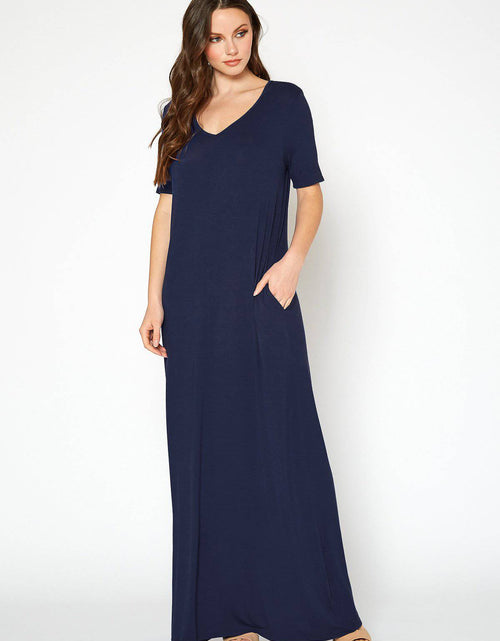 Load image into Gallery viewer, V-neck Short Sleeve Maxi Dress With Pockets by Shop at Konus
