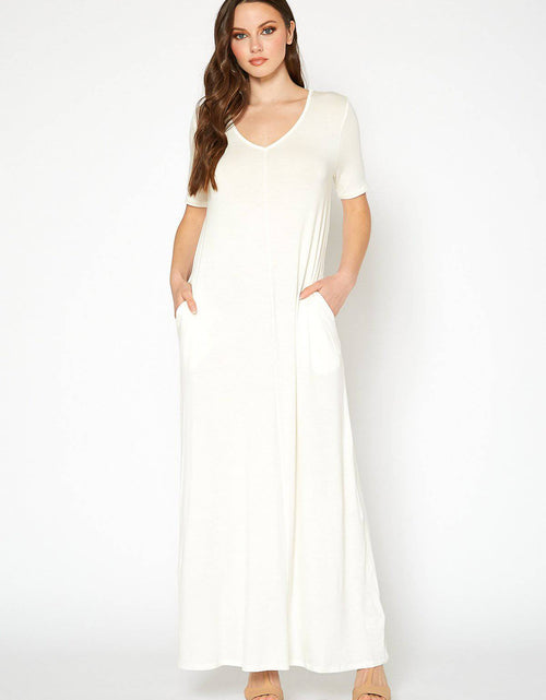 Load image into Gallery viewer, V-neck Short Sleeve Maxi Dress With Pockets by Shop at Konus
