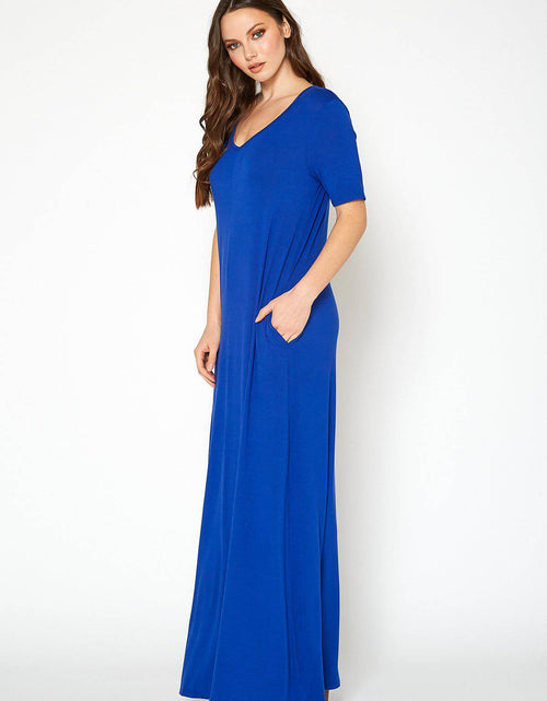 Load image into Gallery viewer, V-neck Short Sleeve Maxi Dress With Pockets by Shop at Konus
