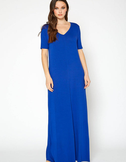 Load image into Gallery viewer, V-neck Short Sleeve Maxi Dress With Pockets by Shop at Konus

