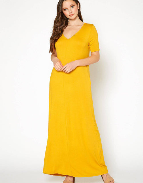 Load image into Gallery viewer, V-neck Short Sleeve Maxi Dress With Pockets by Shop at Konus
