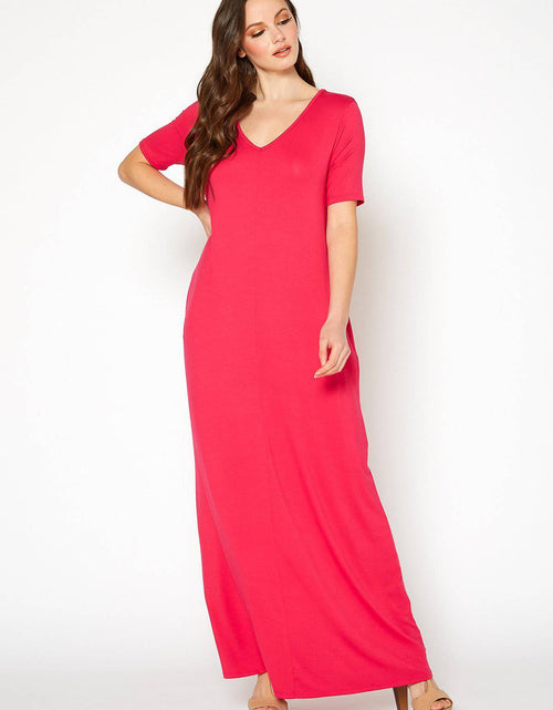 Load image into Gallery viewer, V-neck Short Sleeve Maxi Dress With Pockets by Shop at Konus
