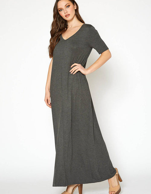 Load image into Gallery viewer, V-neck Short Sleeve Maxi Dress With Pockets by Shop at Konus
