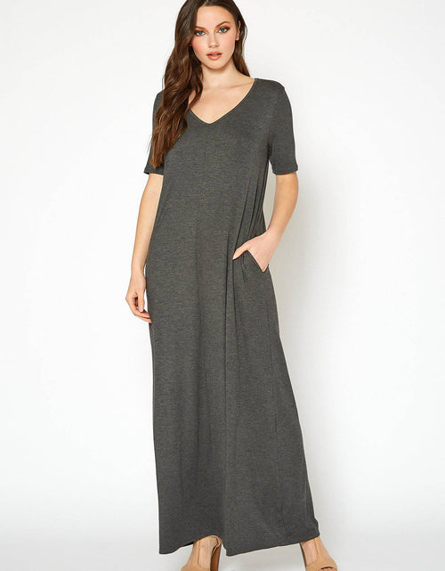 Load image into Gallery viewer, V-neck Short Sleeve Maxi Dress With Pockets by Shop at Konus

