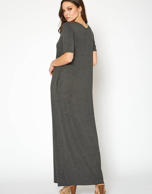 Load image into Gallery viewer, V-neck Short Sleeve Maxi Dress With Pockets by Shop at Konus
