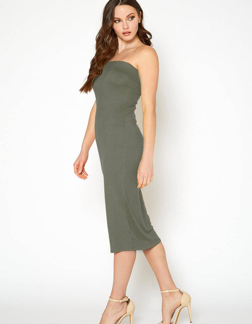 Load image into Gallery viewer, Women's Tube Top Bodycon Midi Dress by Shop at Konus
