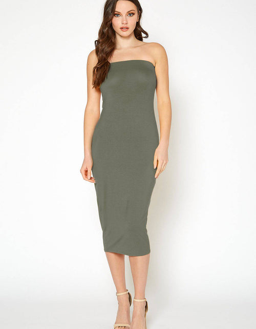 Load image into Gallery viewer, Women's Tube Top Bodycon Midi Dress by Shop at Konus
