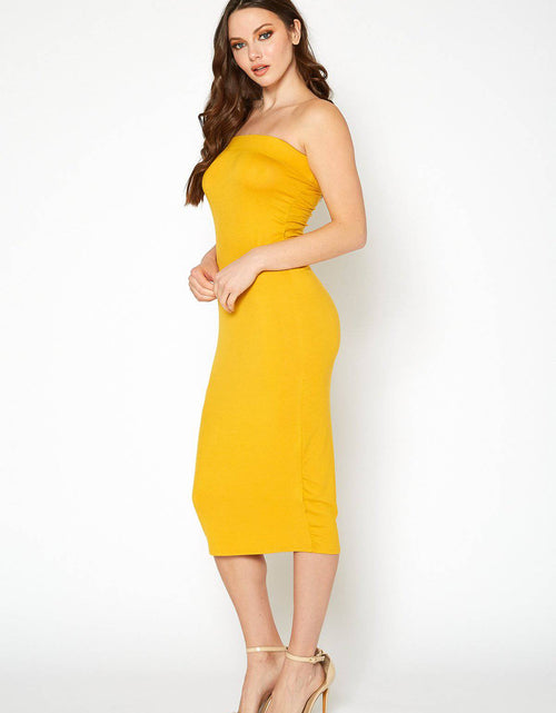 Load image into Gallery viewer, Women's Tube Top Bodycon Midi Dress by Shop at Konus
