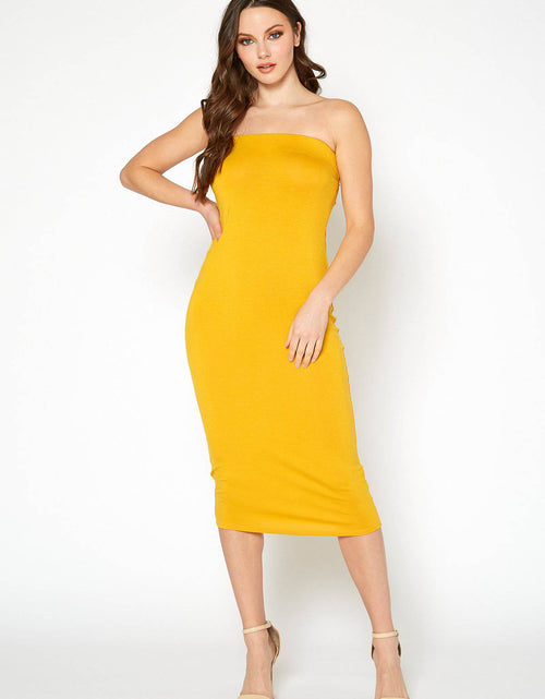 Load image into Gallery viewer, Women's Tube Top Bodycon Midi Dress by Shop at Konus

